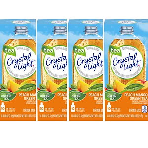 クリスタルライトオンザゴーピーチマンゴーグリーンティー粉末 23.2g X 4 CRYSTAL LIGHT PEACH MANGO GREEN TEA DRINK MIX 23.2g X 4