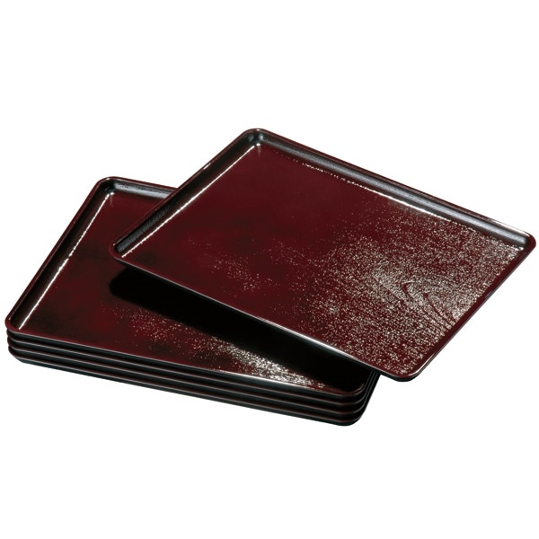 紀州塗り　尺５寸　サービストレー　溜(ノンスリップ)(5枚組)