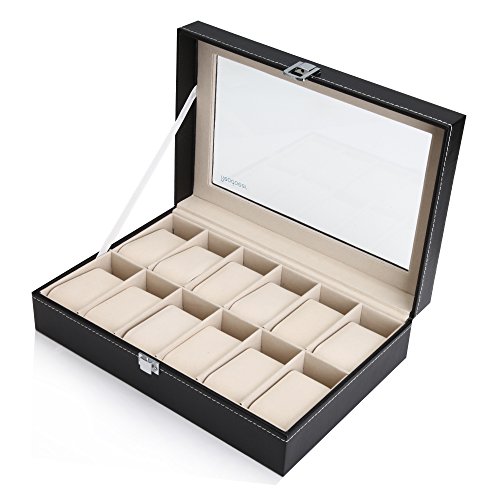 色：ブラック サイズ：12本 Reodoeer 腕時計収納ケース 腕時計収納ボックス コレクションケ