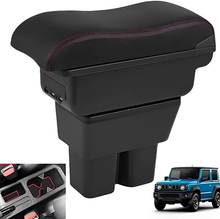 スズキ ジムニー アームレスト コンソール ボックス JIMNY 2019-2020 JB64 JB74 専用 7USBポート( 7USB：レッド)