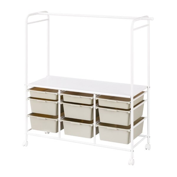 KHR-1100 ホワイト/ベージュ キッズ収納ハンガーラック ワイド メーカー直送