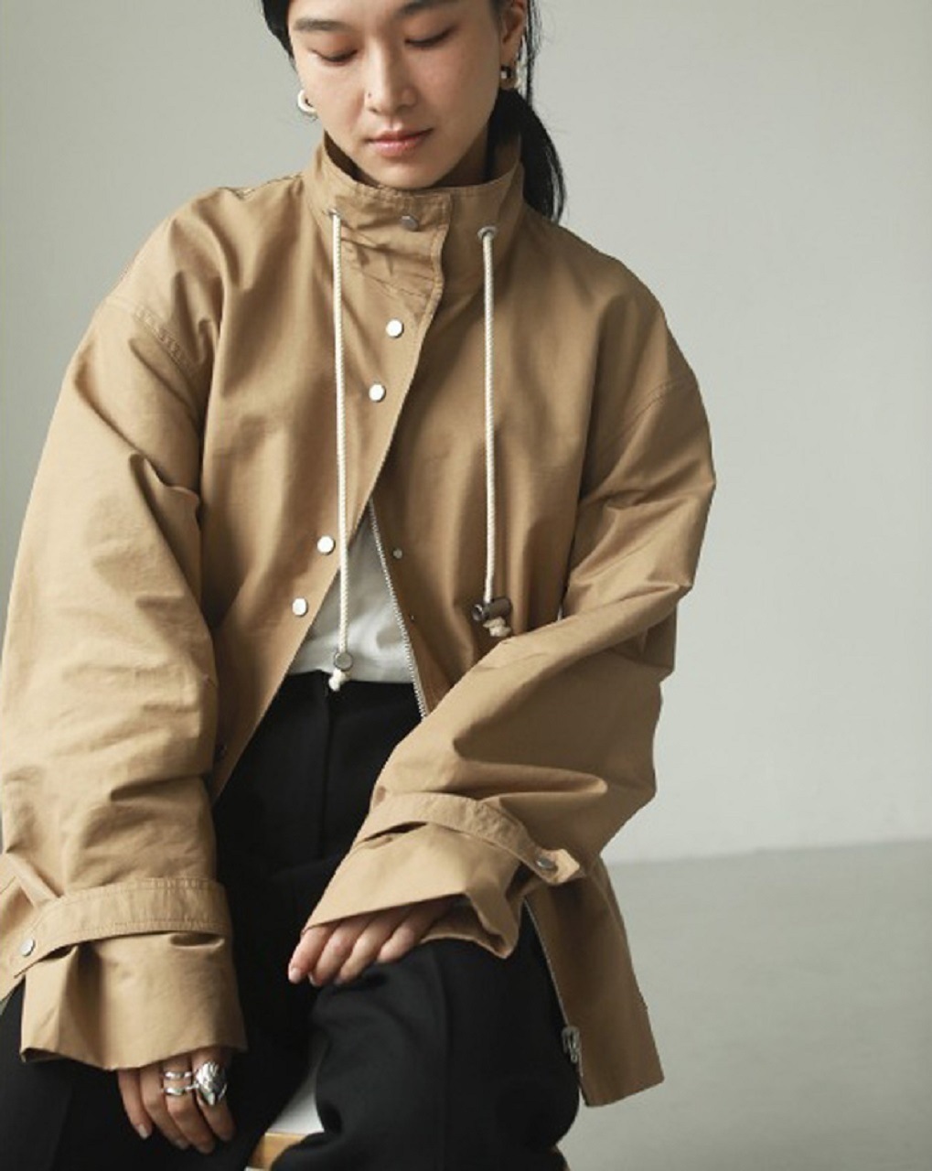 ヴィンテージマウンテンジャケット レディース 日本素材 撥水加工 コットンミックス 丈夫 防水