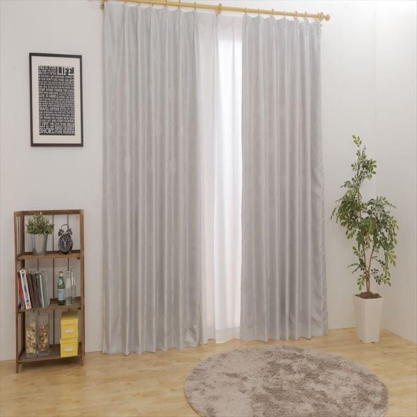 遮光 カーテン 約幅100cmx長さ178cmx2枚セット グレー 柄 3級遮光 洗える タッセル付き 形状記憶 遮光カーテン