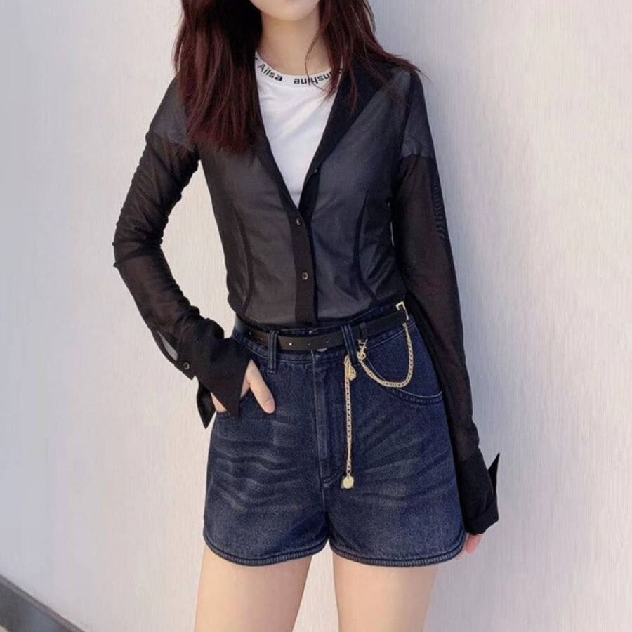 レディース 長袖メッシュ シースルー シャツ 日焼け止めシャツ 高校生 中学生 10代 20代 ファッション 11429