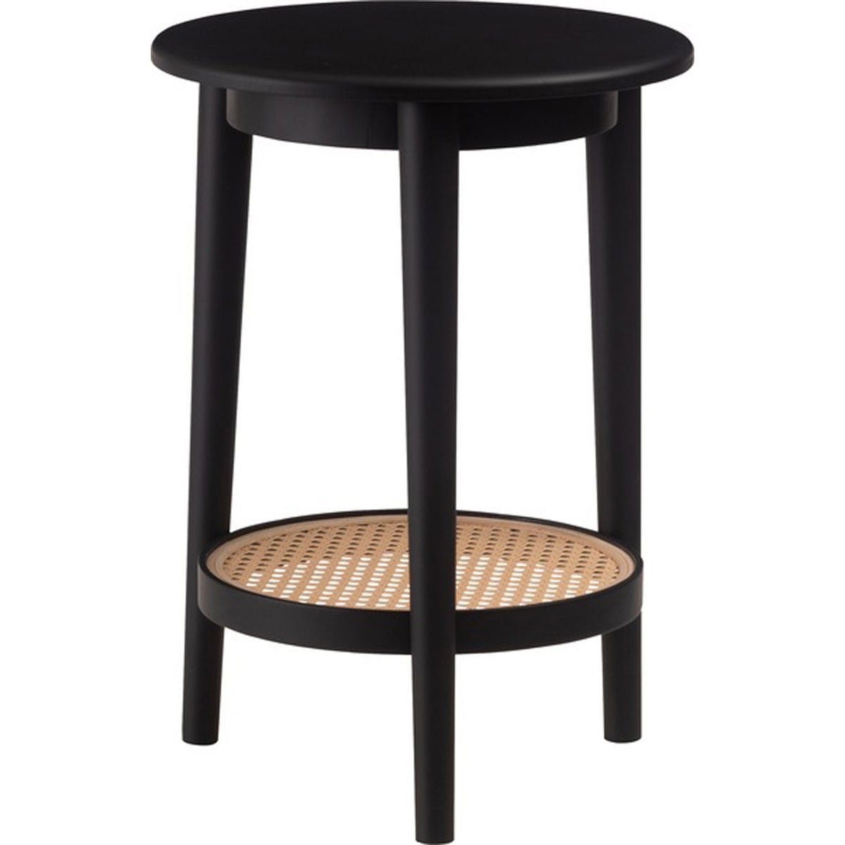 サイドテーブル PT-471BK PT-471WH テーブル ラタン 二段 2段 丸 円 北欧 韓国インテリア シンプル ナチュラル 寝室 ソファーサイド ブラック 黒 ホワイト 白