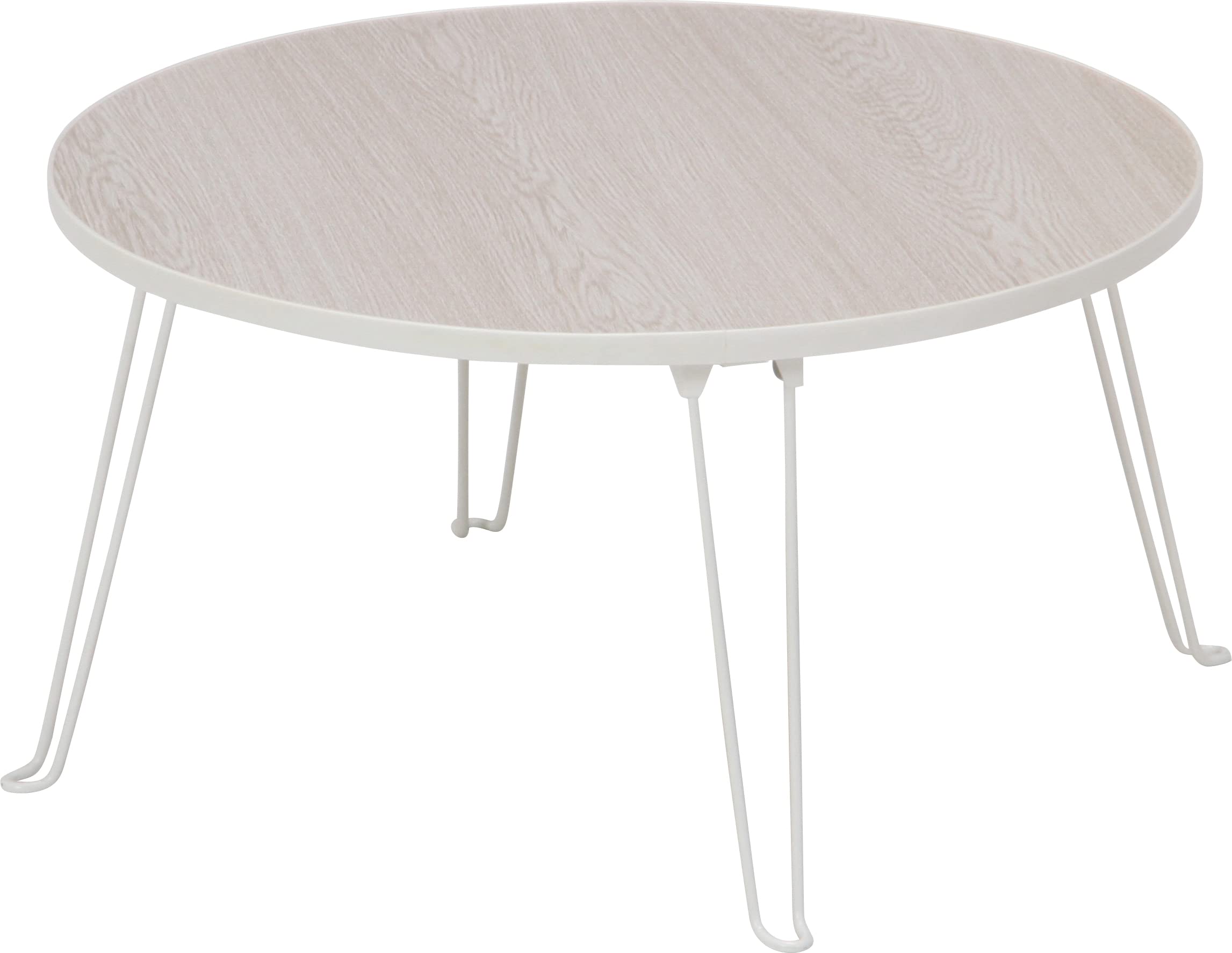 不二貿易 ローテーブル 丸 折りたたみテーブル ミニ 幅60×奥行60×高さ31.5cm ホワイトウォッシュ 完成品 持ち運び簡単 アウトドア ピクニック 10859 6,465円