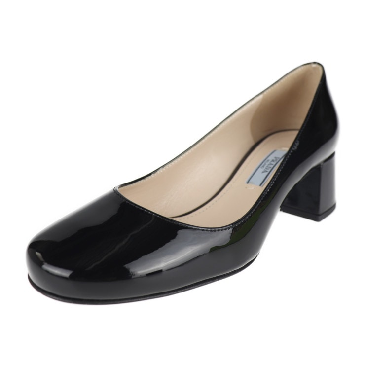 超美品 PRADA プラダ パンプス - パンプス 表記サイズ 34 1/2 エナメル ブラック チャンキーヒール 参考サイズ約21.5cm パテントレザー 本物保証 中古