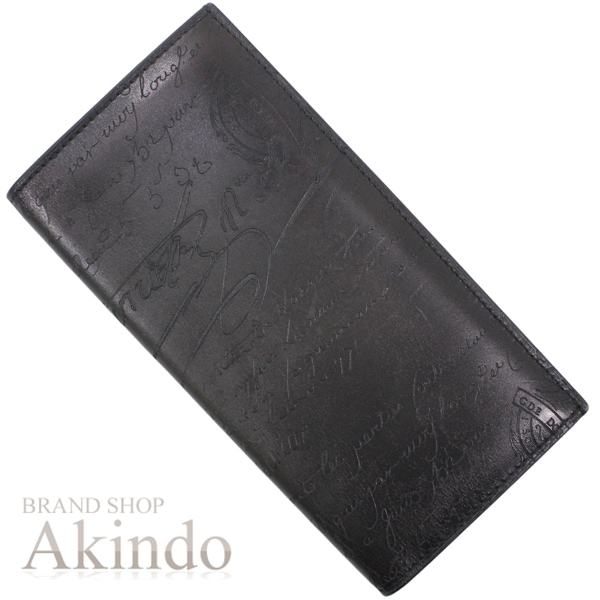 ベルルッティ 二つ折り長財布 札入れ 長札入れ ESPACE エスパル スクリットレザー 黒 ブラック ロングウォレット 小銭なし メンズ カリグラフィ Berluti Wallet ビジネス ブラン