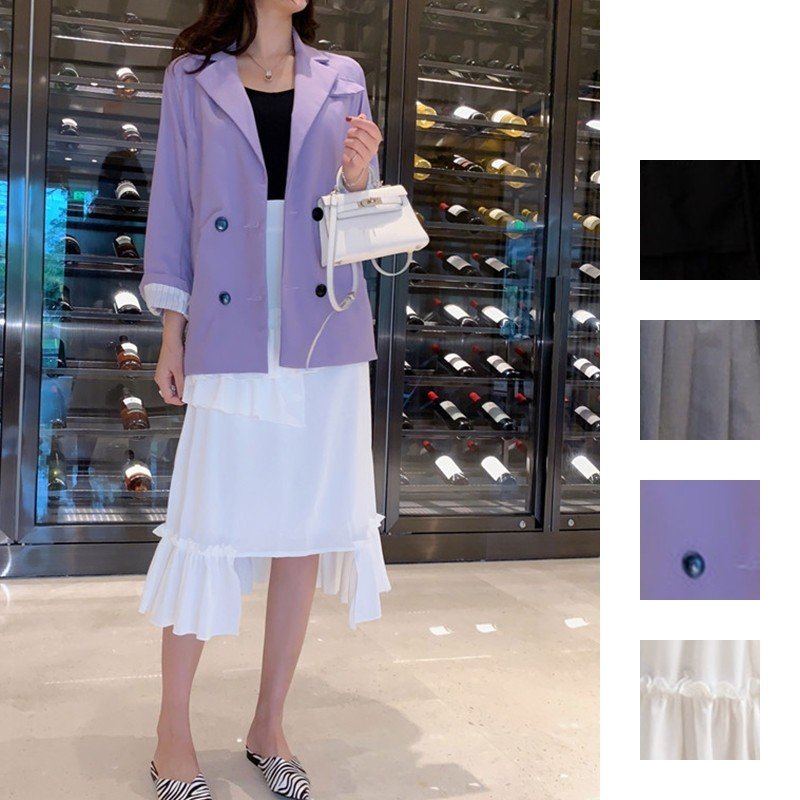 ロング セットアップ 夏 秋 プリーツミニスカート イレヘム 20代 ジャケット naloE632 4,533円