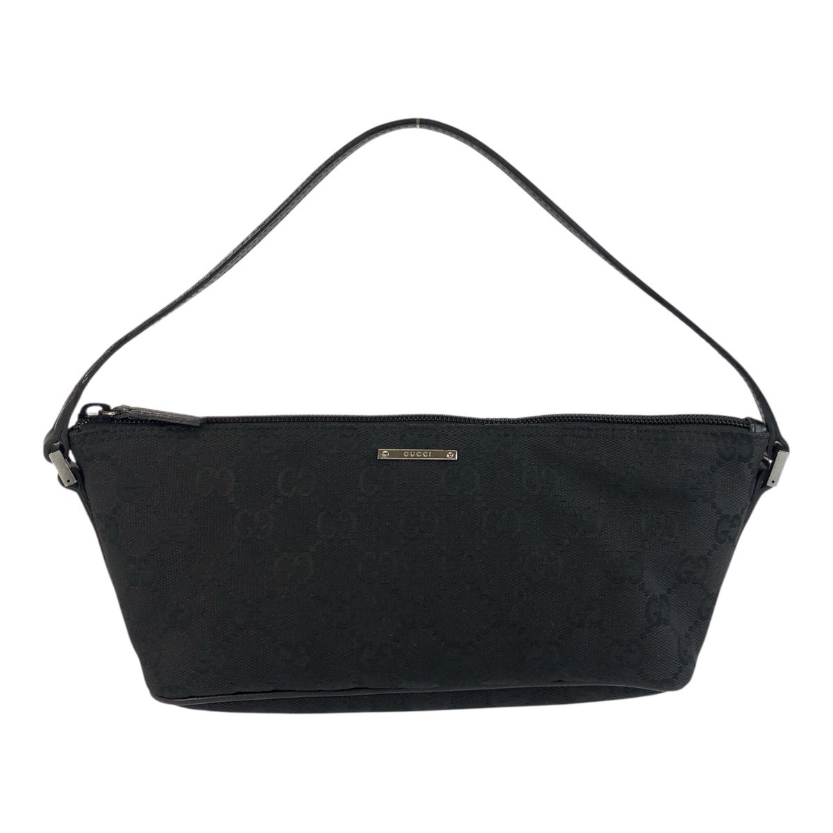 美品 ブラック 黒 シルバー金具 GGキャンバス/レザー 07198 ハンドバッグ アクセサリーポーチ レディース 504092