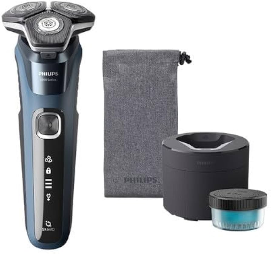 ウェット＆ドライ電動シェーバー　S5000シリーズ　洗浄台付き S5880/60　セルリアンブルー