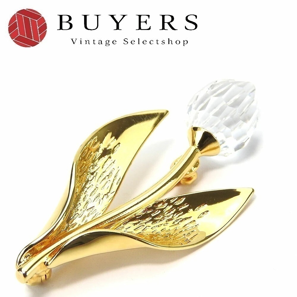 中古 ブローチ メタル ゴールド チューリップ フラワー メッキ レディース 女性