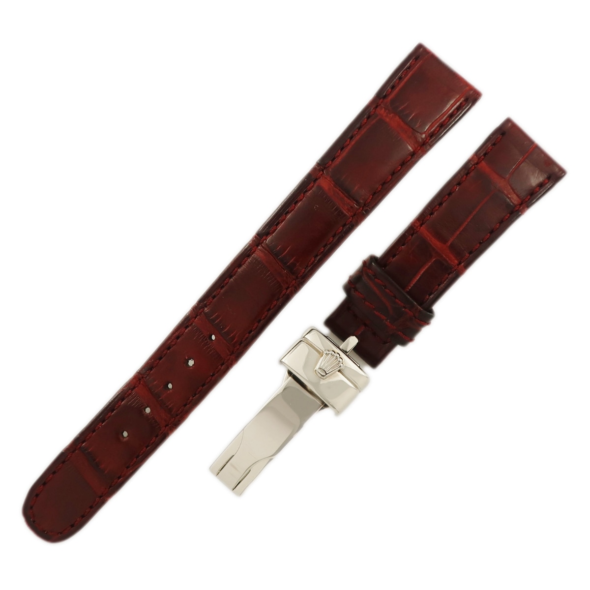 ロレックス ROLEX 腕時計パーツ チェリーニ用 クロコバンド クロコダイル K18WG レッド 純正 純正K18WG製バックル付き ベルト 15ｍｍ 赤 【中古】