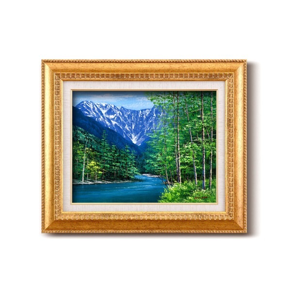 油絵額 フレームセット F6号 広瀬和之「穂高連峰」 460×552×55mm 金フレーム 化粧箱入り 額縁 額 フレーム絵画