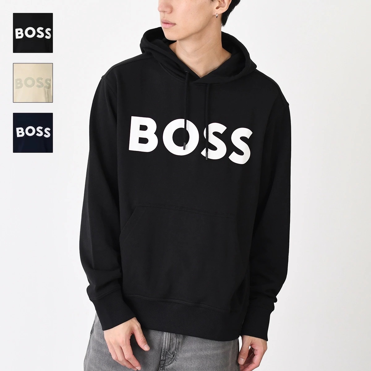 パーカー トップス WEBASIC HOOD リラックスフィットフーディ コットン ロゴ 50523074 メンズ ブラック ナチュラル ダークブルー 秋冬