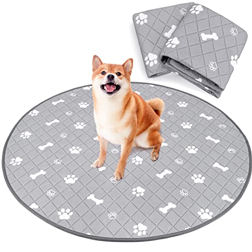 洗える ペットシーツ 丸型 八角形ペットサークルに おしっこパッド 猫 犬用 多頭飼い ペット用 トイレ下敷きマット 速乾 脱臭 抗菌 滑り止め 大判サイズ（グレー　直径91.5cm 二枚セット）