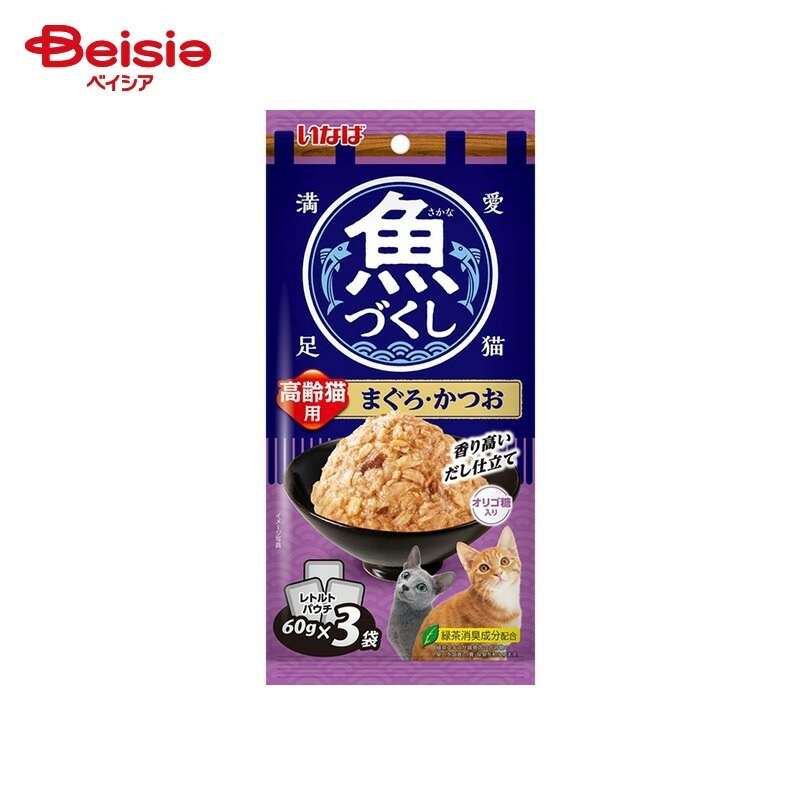 いなばペットフード 魚づくし 高齢猫用 まぐろ・かつお (60g×3袋)×24個 ペット