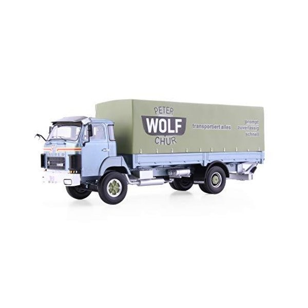 Arwci ACE 85005524 1/43 Saurer D250B Pritsche Plane， Version Peter Wolf Chur Die-Cast Collectors Mod