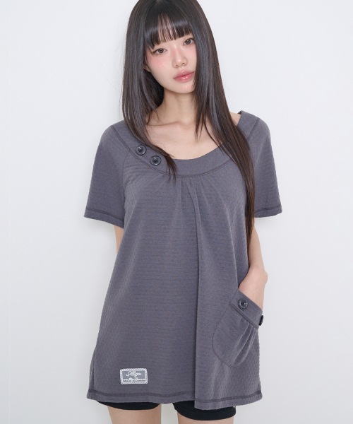 【ILLIGO】 POCKET BUTTON T-SHIRT CHARCOAL 正規品
