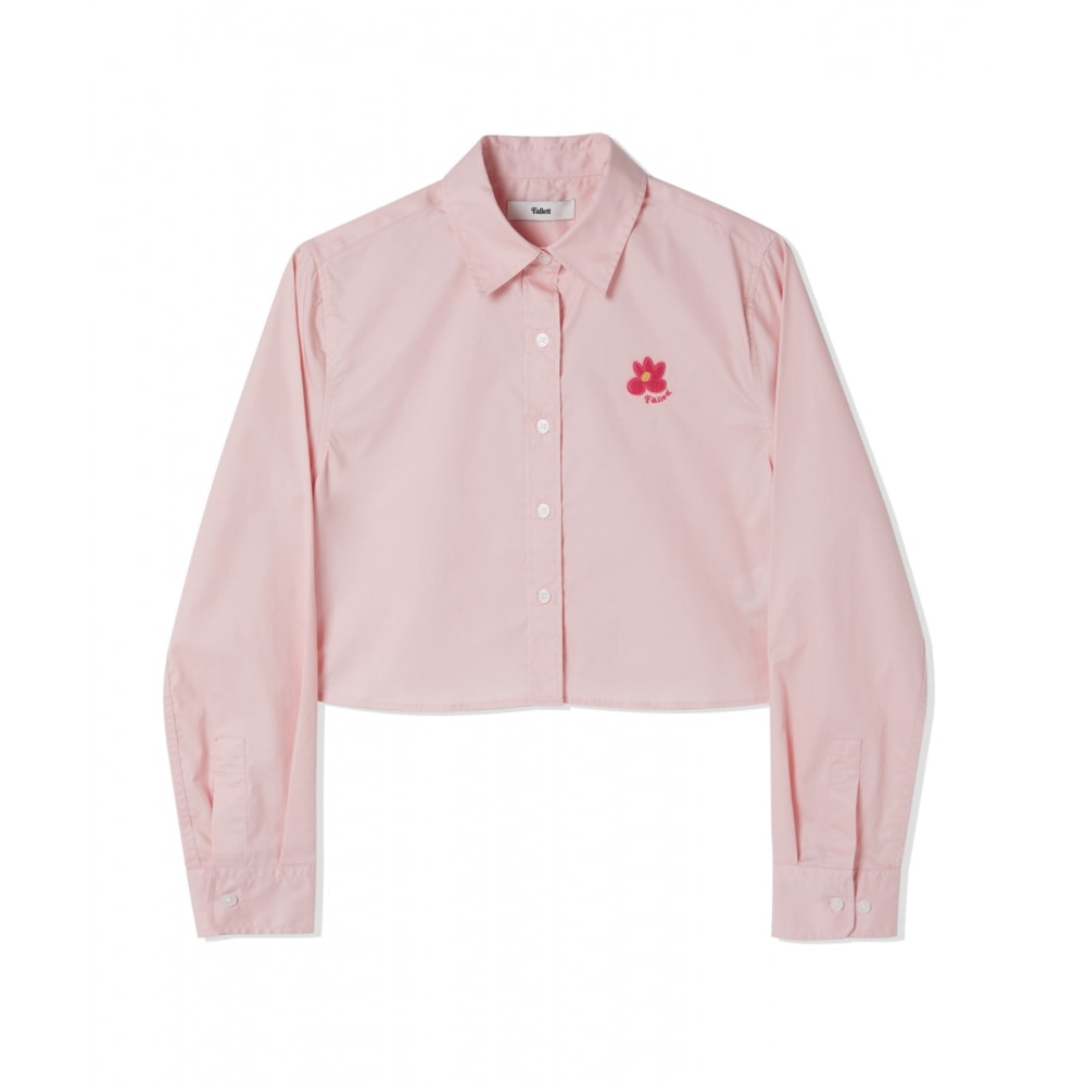 FALLETTフラワーポイントクロップシャツピンク