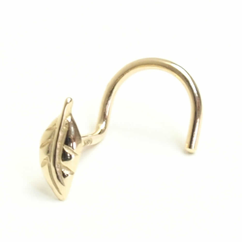 ボディピアス 20G トラガス 14K ゴールド リーフ ノーズスクリュー 鼻ピアス