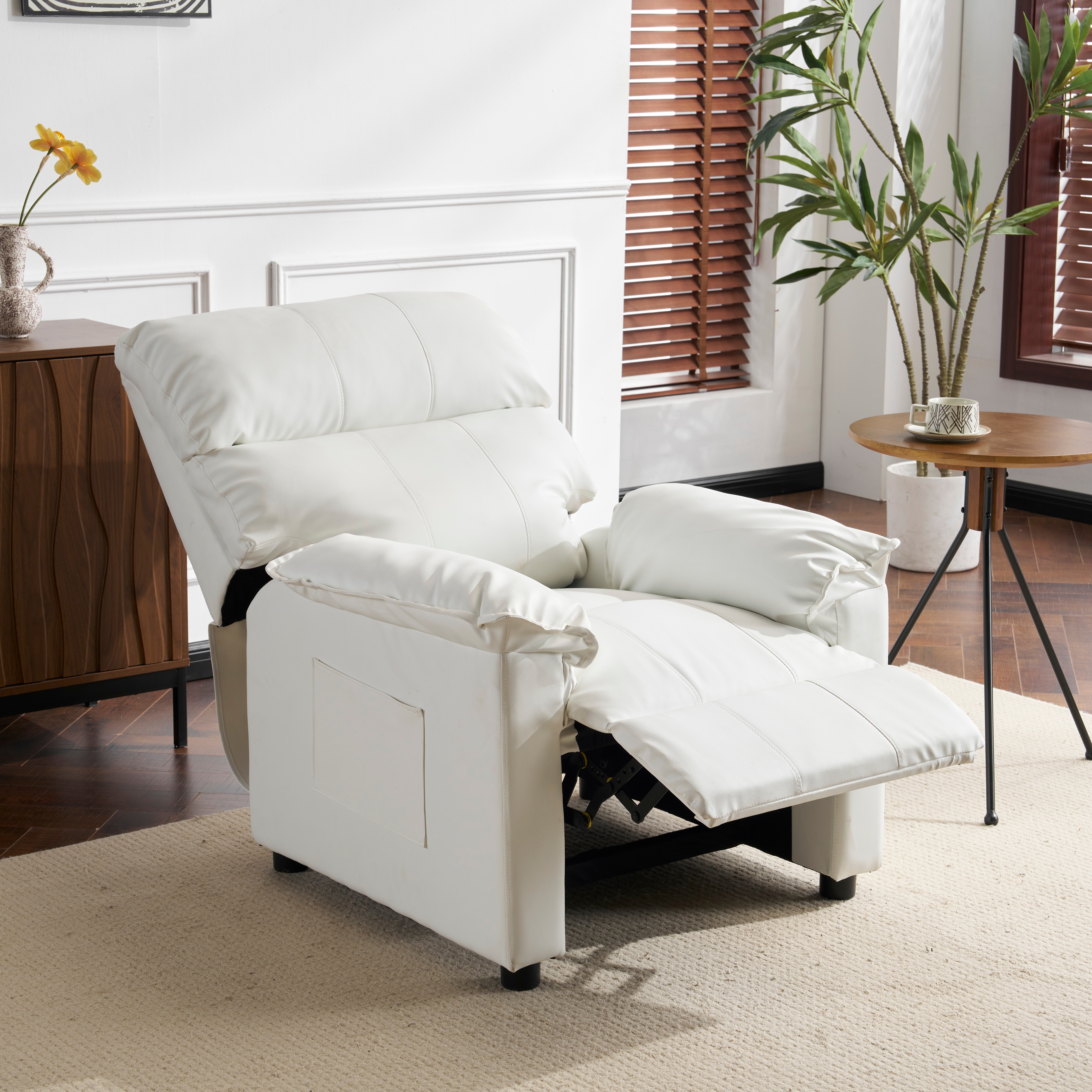 【国内出荷 - 3日配達】リクライニングソファー ソファー 1人掛け ゲーミングチェア PU 165度調節可能　収納ポケット付き PUレザー チェア オットマン一体型 パーソナルチェア 耐圧分散 一人