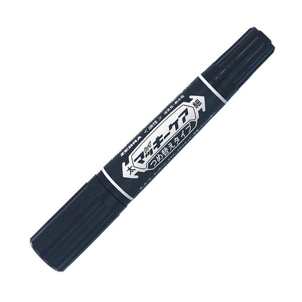 (まとめ) ゼブラ 油性マーカー ハイマッキーケアつめ替えタイプ 太字+細字 黒 YYT5-BK 1セット（10本） (×10セット)