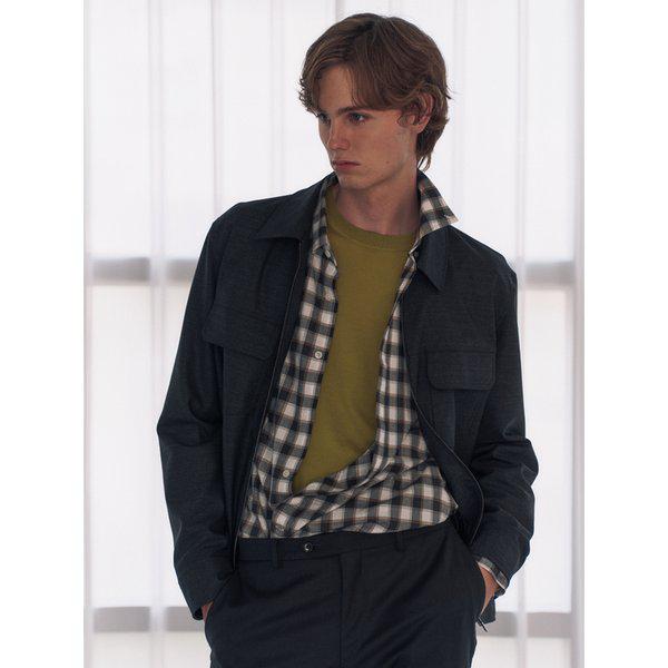 [25FW] [V.B.C] チャコールグレー ウール 100% カジュアル トラッカージャケット DMJU5C004CG