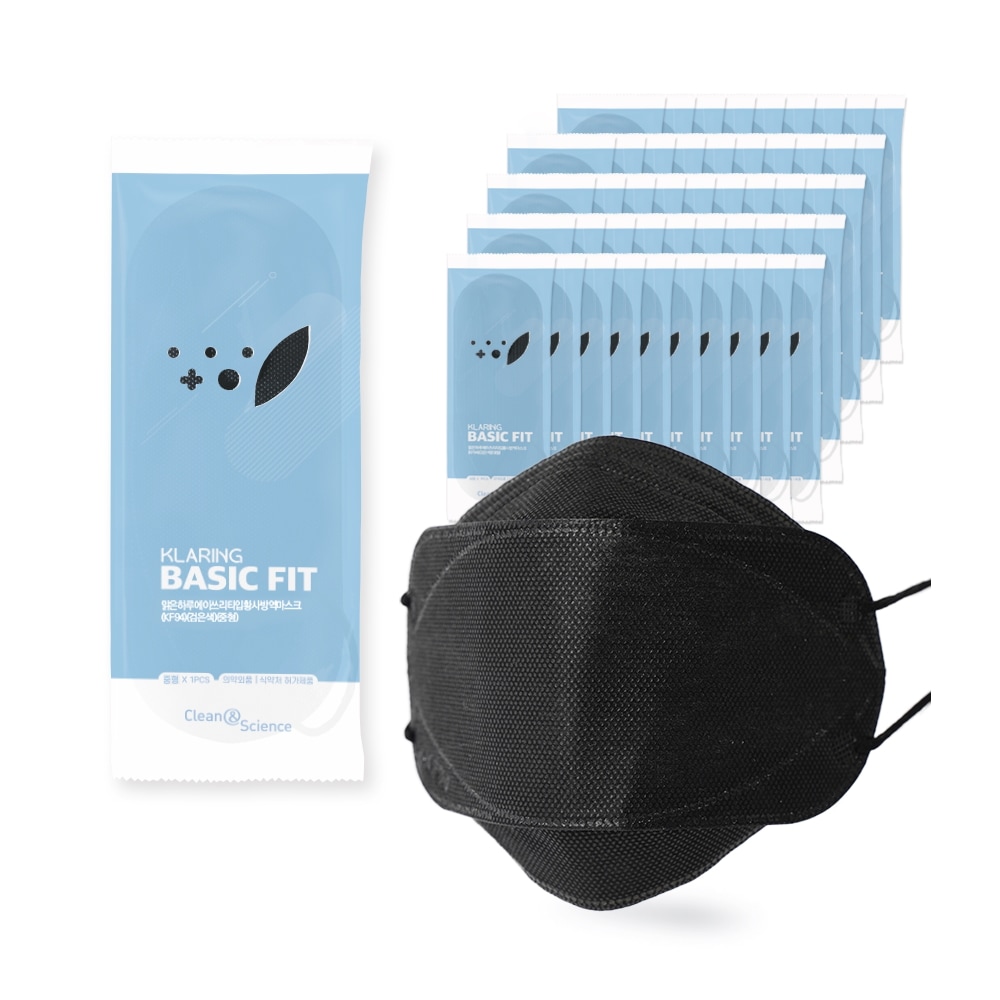 クラリングベーシックピット黄砂防疫マスク中型KF9450個入りブラック1個