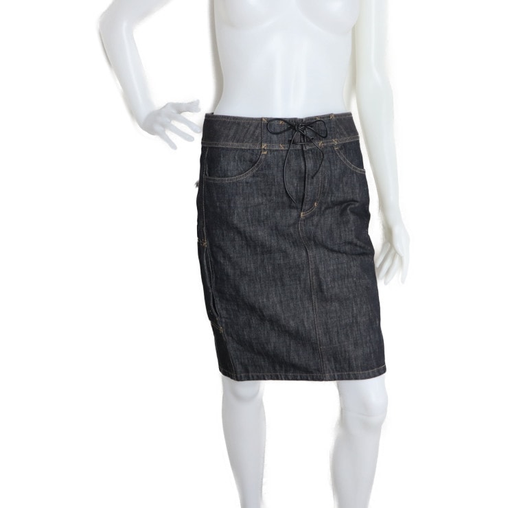 スカート スカート 091768 ＃40 コットンデニム ブラック タイト ひざ丈スカート ジーンズ【本物保証】