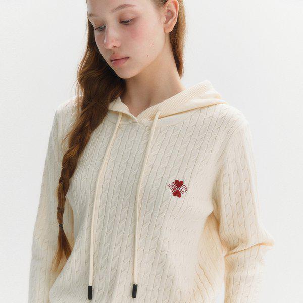 ケーブルハートロゴフードニット(MAFCKN24MIV)