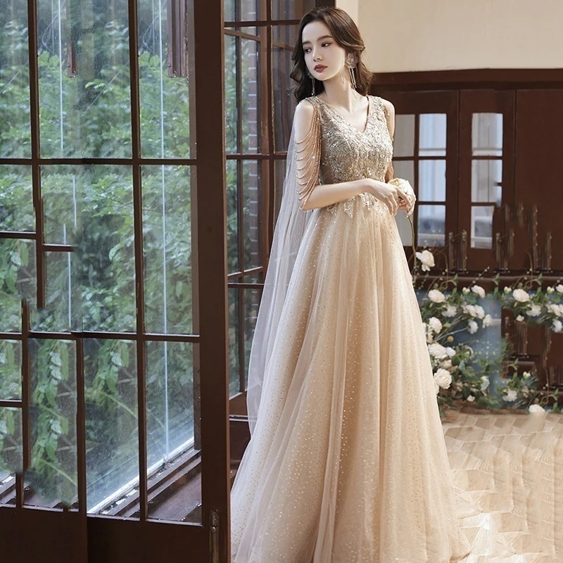 2023 気質パーティードレス演奏会 発表会 結婚式ワンピース ウェディングドレス 花嫁ロングドレス 成人式 同窓会 卒業式 ドレス S-2XL