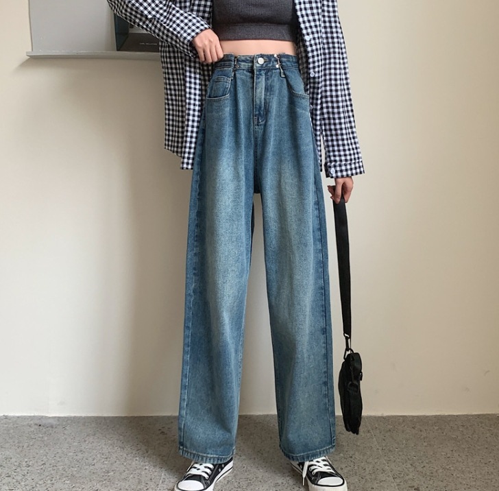 ボトムス パンツ Gパン ズボン ワイドパンツ ロング丈 細身 ワイド ハイウエスト デニム ブルーデニム カラーデニム カジュアル おしゃれ かっこいい 大人女子 こなれ感 ラフ セクシー 無地 秋