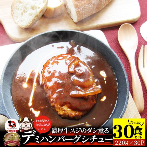 デミハンバーグシチュー 220g×30食セット ハンバーグ 肉 牛肉 ギフト 食品 お祝い デミグラスソース 温めるだけ レンジ 冷凍 送料無料