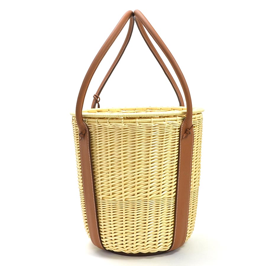 エルメス HERMES ハンドバッグ ピクニックバスケット A Walk in the Garden パシフォリア カーフ/ウィロー(柳) ナチュラル×ブラウン レディース 99253f