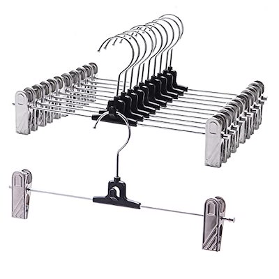 他サイト： VEHHEズボンハンガー マルチレイヤースタック可能スラックスハンガー 調節可能なクリップ2個付きスカートハンガー 360回転フック付きパンツハンガー 10本セットの商品画像