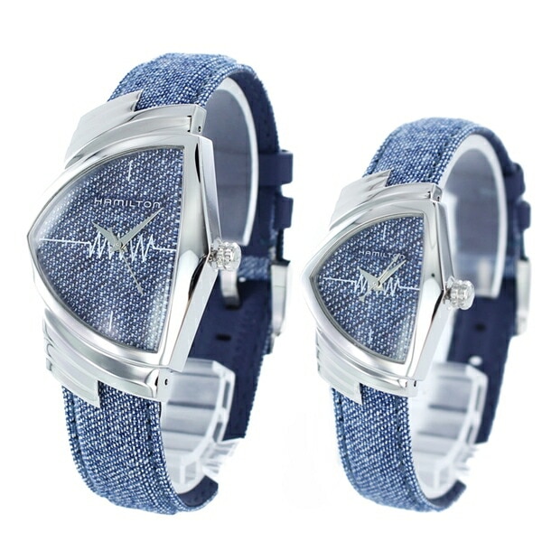 【ペア腕時計BOXプレゼント！】ハミルトン 時計 ペアウォッチ VENTURA ベンチュラデニム 2本セット シルバーケース デニムレザー ブルー H24411941H24211941 誕生日プレゼン