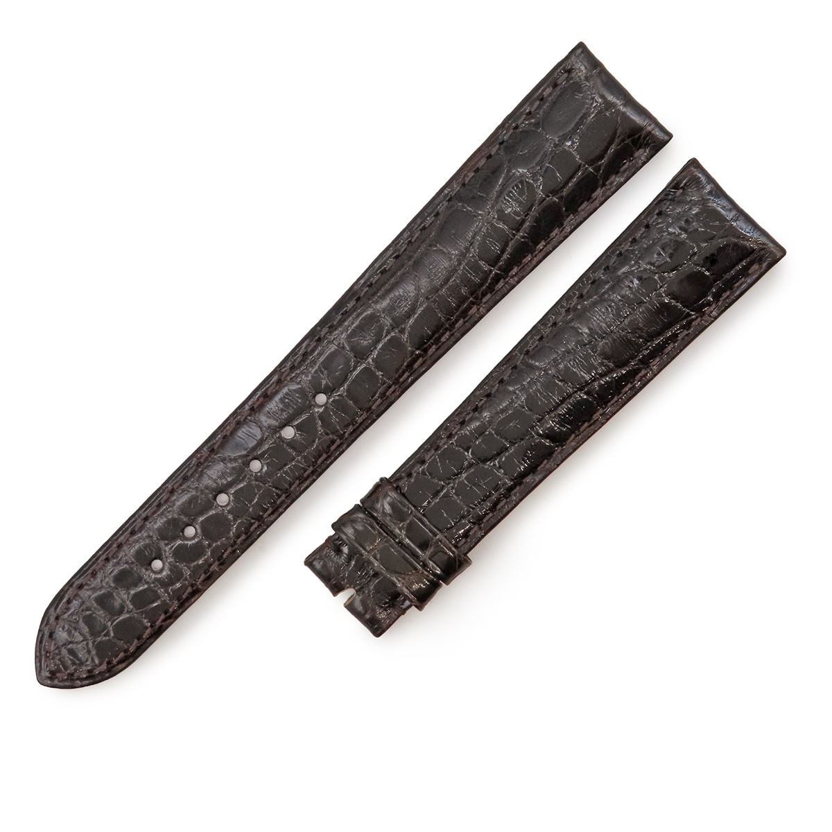 メンズ 新品同様 純正 クロコ ベルト ストラップ 20ｍｍ 艶有り シャイン ブラウン 茶