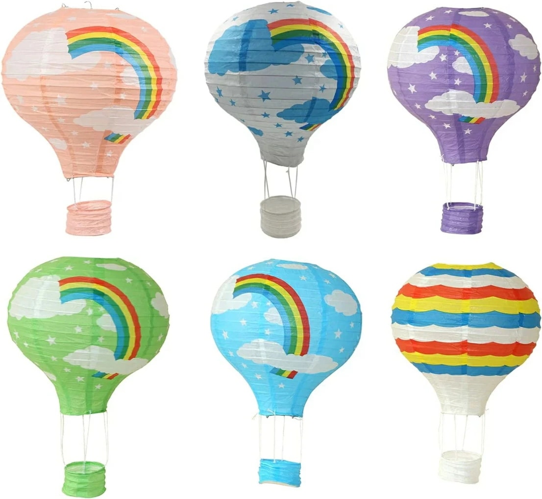 速達!12個 25cm/30cm/40cm フックレインボー ホットエアバルーン ペーパーつりとう レインボーホットエアバルーンペーパーつりとう DIYカーフト パーティー 誕生祝 結婚式 クリスマス