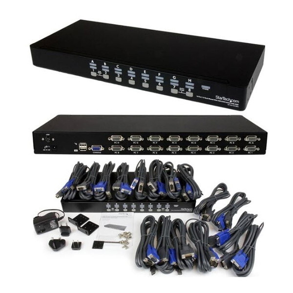 StarTech SV1631DUSBUK ブラック [1Uラックマウント対応 16ポート シングルVGAディスプレイ対応USB接続KVMスイッチ] メーカー直送