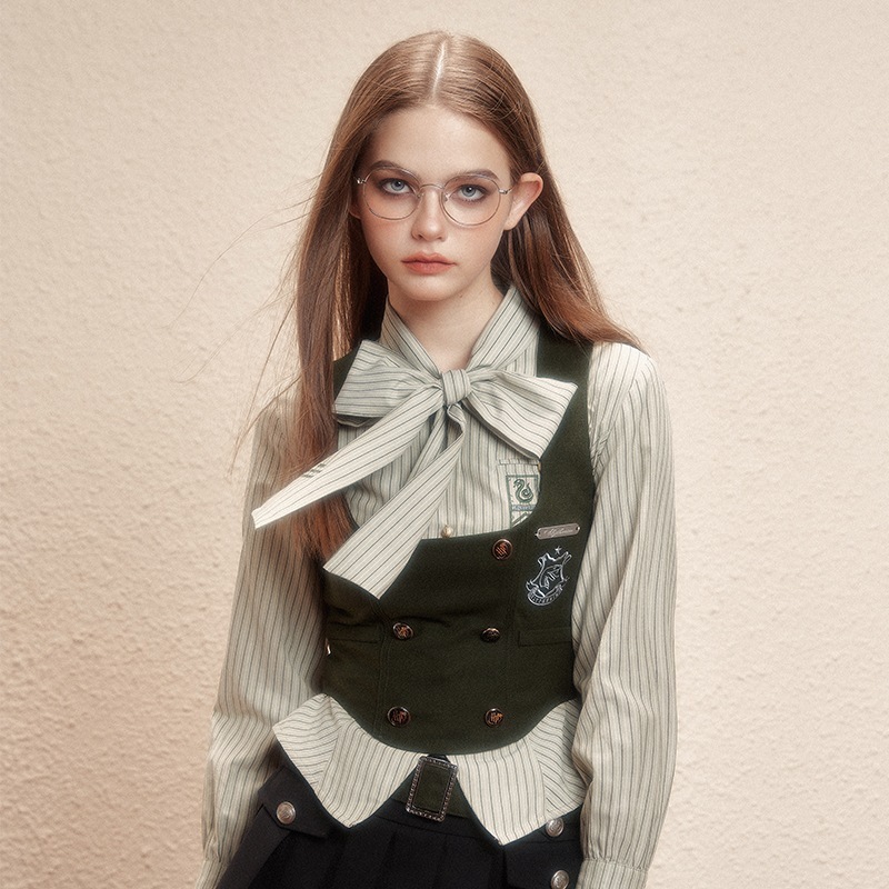 ハリーポッター ベスト レディース 2024 ショート カレッジ スタイル スレンダーな気質を発揮