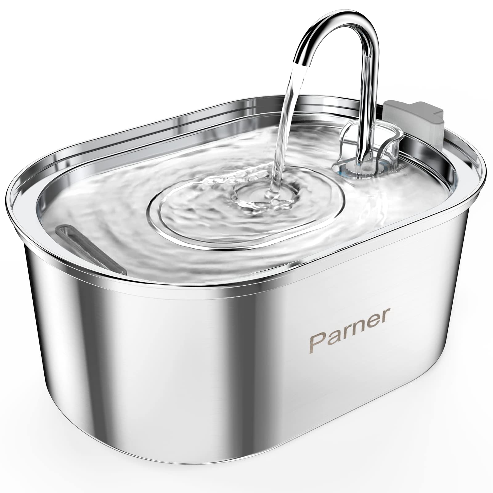 【2024新登場＊推奨】 Parner 猫 自動給水器 ステンレス製 ペット給水器 水飲み器 循環式 静音 節電 省エネルギー 3.2L大容量 蛇口式設計 猫 犬 鳥用 多頭飼い/お留守番対応 フィル