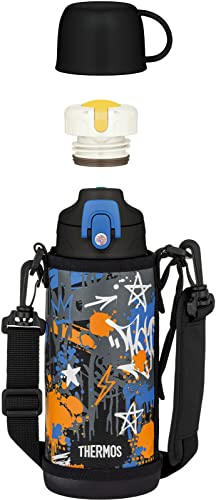 サーモス 水筒 真空断熱2ウェイボトル 0.8L/0.83L ブラックブルー 直飲み コップ付き 子供用 通園通学 FJJ-801WF BK-BL