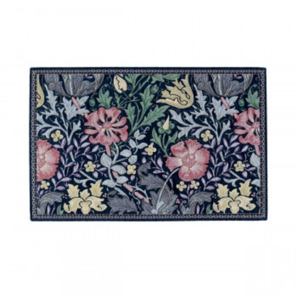 川島織物セルコン Morris Design Studio コンプトン マット 約60×92cmFH1713 DB ダークブルー