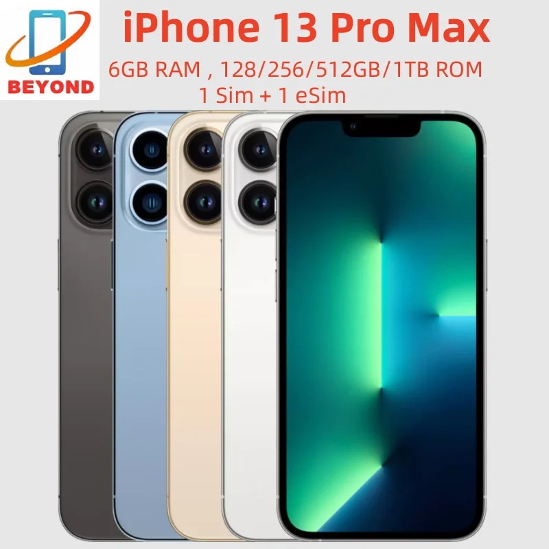 Apple-iphone 13 pro max携帯電話,本物のスクラッチスマートフォン,6 GB RAM, 128 GB, 256 GB, 512GB,テラバイトGB,6.7インチのrom,a15,