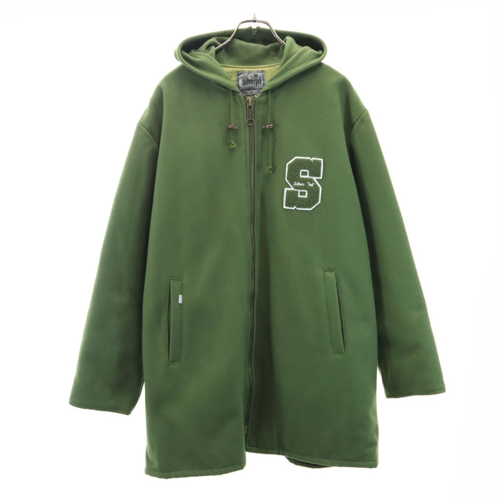 90s シルバータブ オールド メルトン フーデッド コート M グリーン系 Silver Tab 裏キルティング メンズ