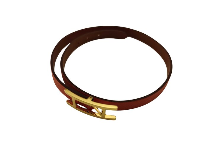 エルメス ブレスレット ビーアピ レザー - ゴールド金具 レッド系 バングル アクセサリー 小物 誕生日プレゼント 記念日 ブランド ギフト 女性 彼女 メンズ ユニセックス【本物保証】