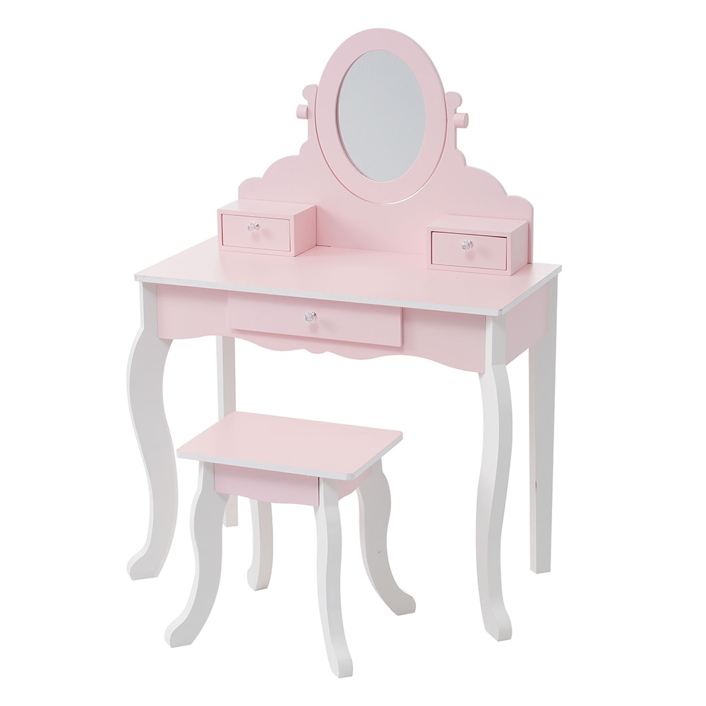 ままごとドレッサー ドレッサー 木製 化粧台 鏡台 スツール付き 引き出し 姫系 可愛い おしゃれ