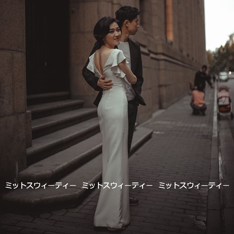 ウェディングドレス ロングドレス 結婚式 ウエディングドレス バックレス タイトドレス 二次会 花嫁