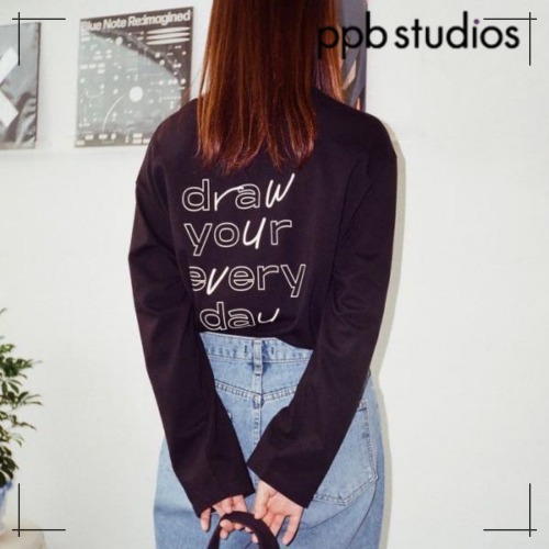 pppstudio Tシャツ everyday t shirts _ black 韓国雑貨 可愛い インテリア
